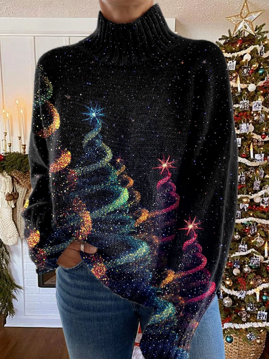 Olivia | Glitter Christmas Tree Turtleneck