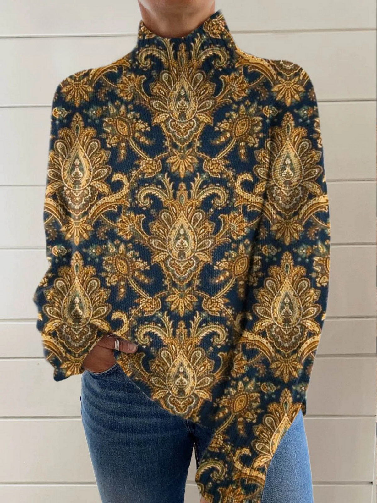 Scarlett | Vintage Floral Art Turtleneck