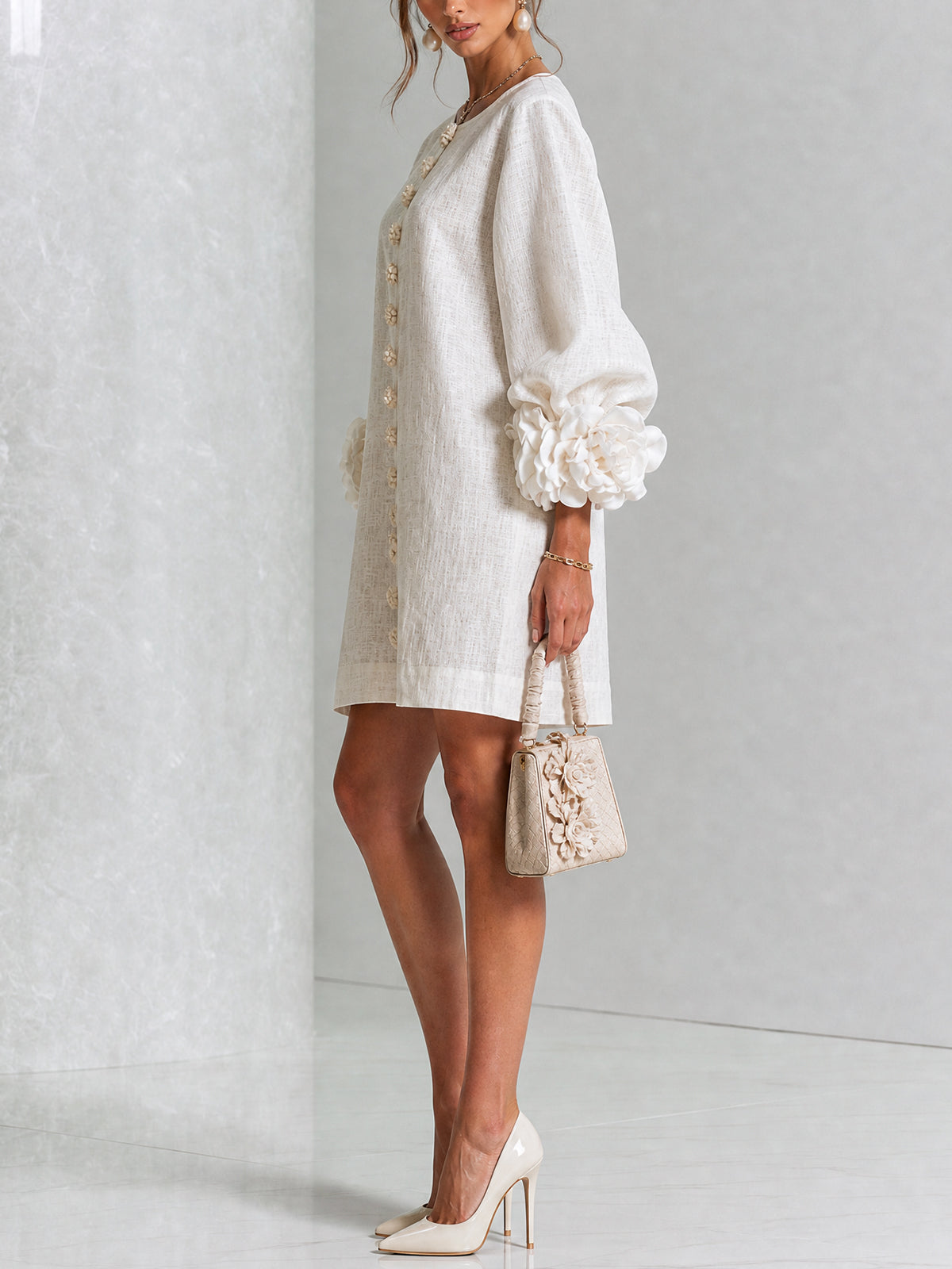 FLORENCE | FLORAL BUTTON-FRONT MINI DRESS